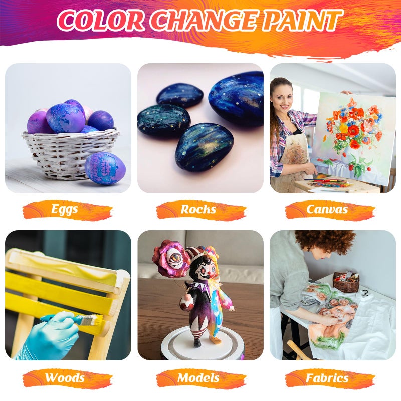 Caliart Iridescent Acrylic Paint with 12 Brushes  24 Colors (59ml  2oz) Art Craft Paints for Artists Students Kids Beginners  Halloween Decorations Canvas Ceramic Wood Rock Painting Kit - Image 3